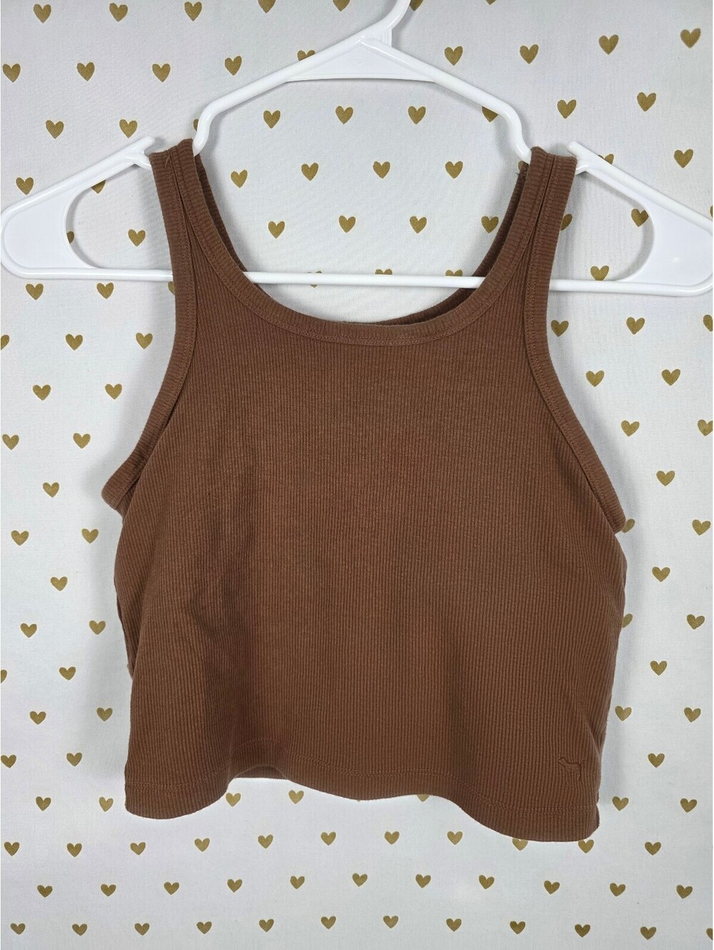 Victorias Secret PINK Textured Brown Shelf Bra tank top SMALL